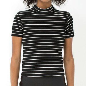 American Apparel Striped Mock Neck Tee